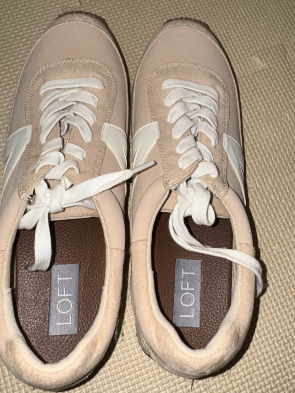 LOFT Cream Canvas Slip-On Sneakers with Tan Insole